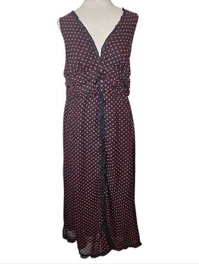 Jonathan Martin Polka Dot Dress Women's Plus Size 16W Black Ruffle Fairy Grunge